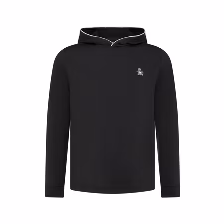 Svart golfhoodie med fukttransporterande stretch för herr | Original Penguin