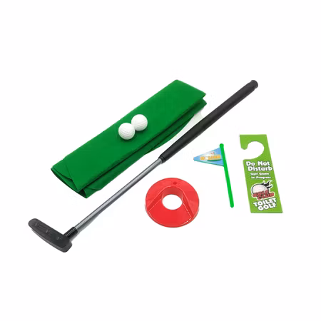 Toalettgolf med putter och golfmatta – roligt golfspel | Mad Monkey