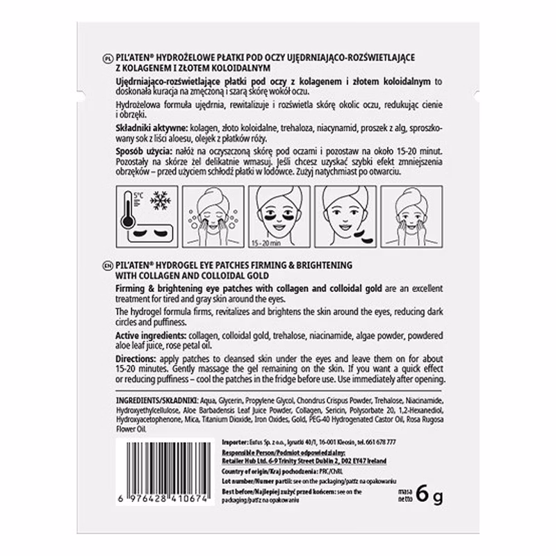 Guldplåster Hydrogel Eye Pads med Kollagen & Koloidalt Guld (15 par)