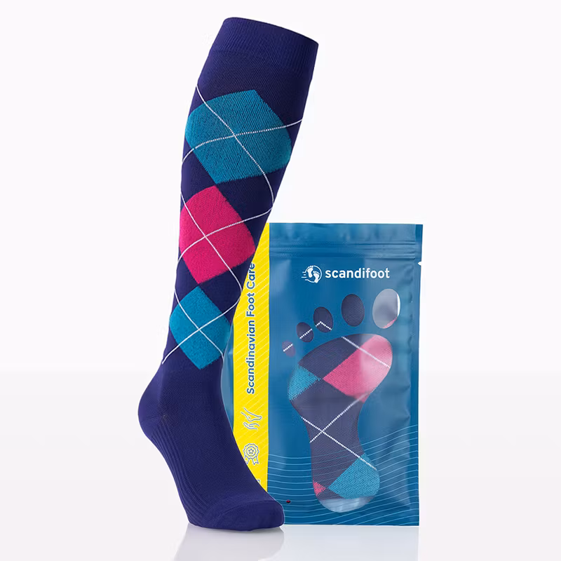 Rutiga stödstrumpor