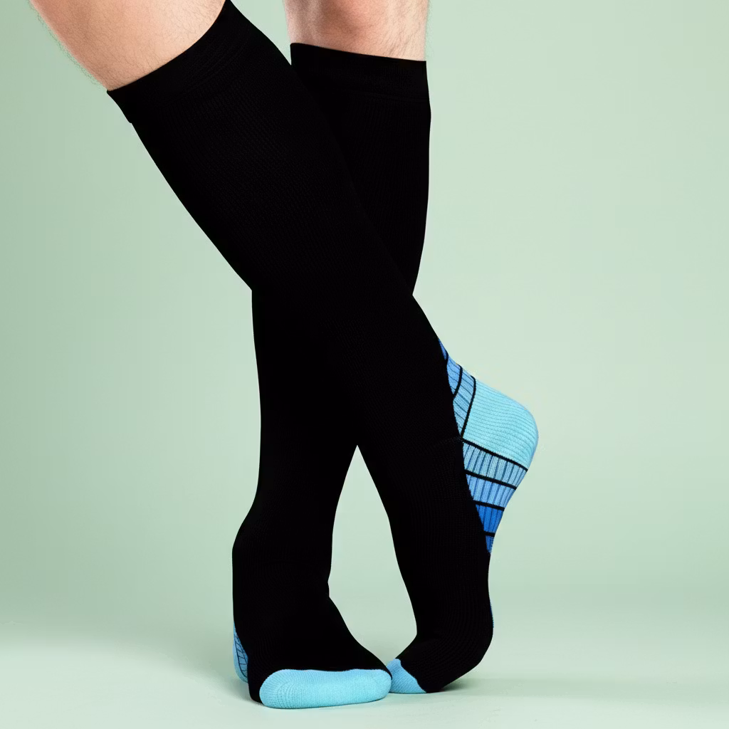 Stödstrumpor aktiv blå