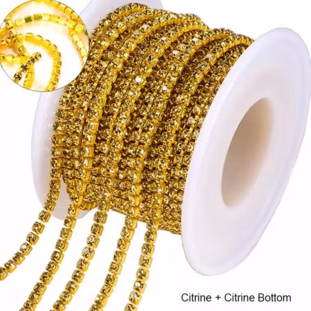 Strasskedja Citrine (färgad bas) SS6