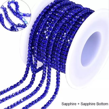 Strasskedja Sapphire (färgad bas) SS6
