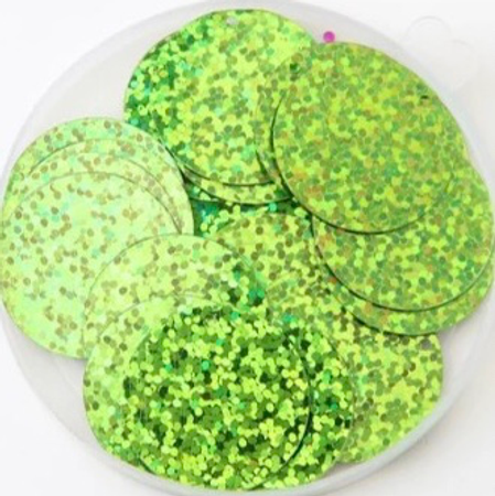 Runda paljetter 40mm Laser light green 20st