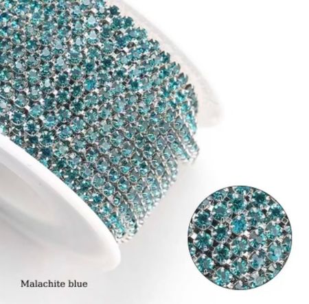 Strasskedja Malachite blue (silvrig bas)