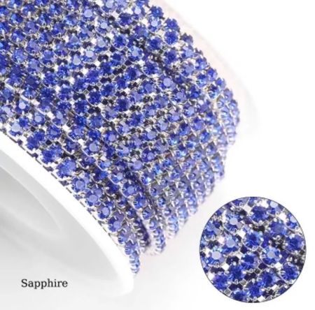 Strasskedja Sapphire (silvrig bas)