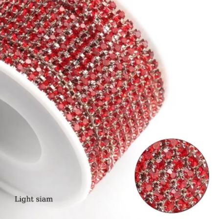 Strasskedja Light siam (silvrig bas)