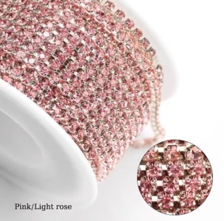 Strasskedja Pink (silvrig bas)