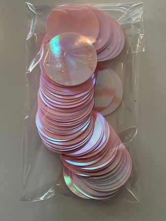 Runda paljetter 40mm Pink AB (Storpack) 100st