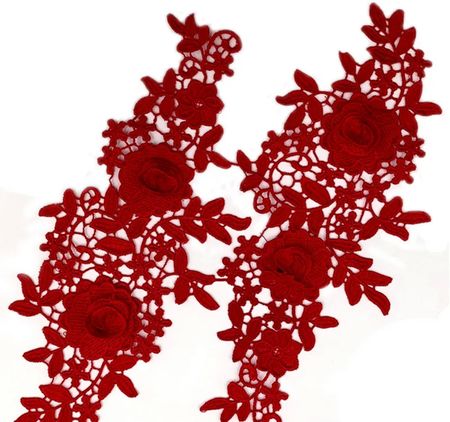 Spetsapplikation (2st) 3D-effekt wine red