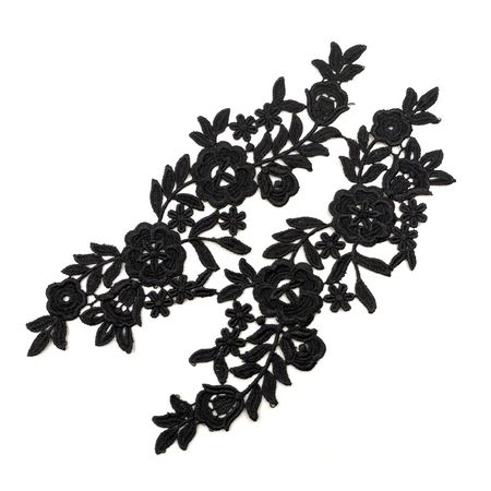 Spetsapplikation (2st) blommor black