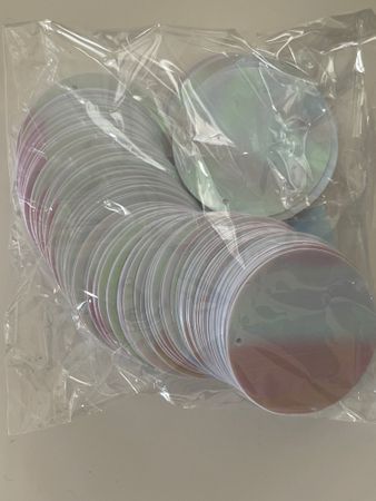 Runda paljetter 40mm white ab (Storpack) 100st