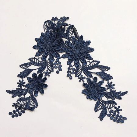 Applikation spegelvänt par ”Daisy” Royal Blue
