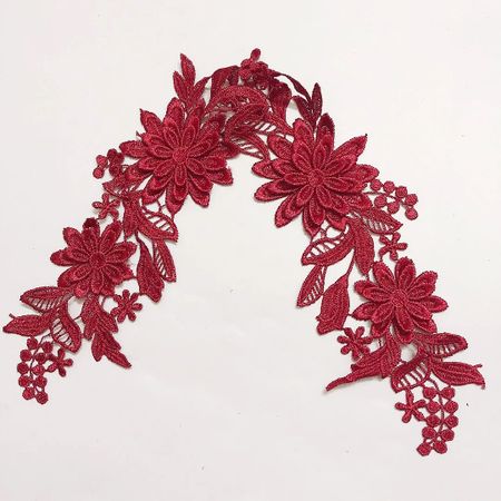 Applikation spegelvänt par ”Daisy” Burgundy