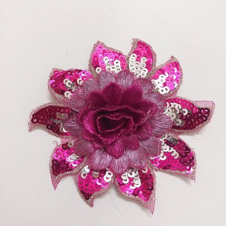 Dekorativ blomma med paljetter ca 7-8 cm .Rosa/Röd
