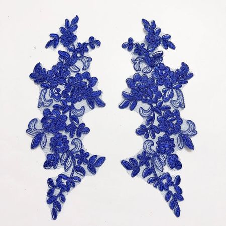 Spegelvänt par. Applikation på mesh. ROYAL BLUE