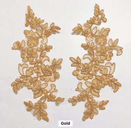 Spegelvänt par. Applikation på mesh. GOLD