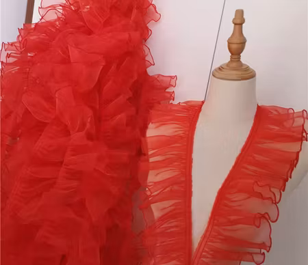 Organza volang. Röd -1 meter