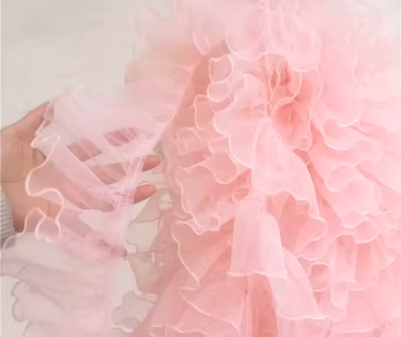 Organza volang. Ljusrosa - 1 meter