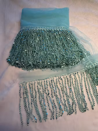 Fransband med pärlor och paljetter. Mint 0,5 meter