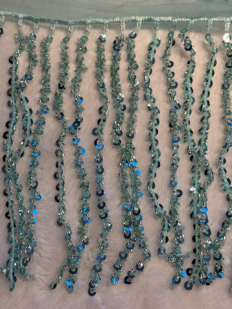 Fransband med pärlor och paljetter. Mint 0,5 meter