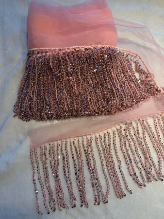 Fransband med pärlor och paljetter. Mint 0,5 meter