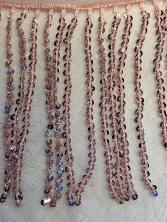 Fransband med pärlor och paljetter. Mint 0,5 meter