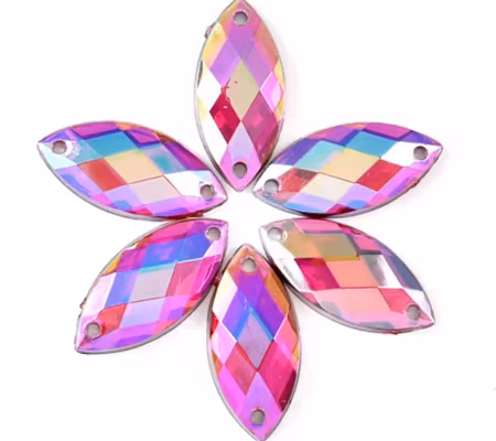 Akrylstenar Navette Rose ab 9x18 , 50st