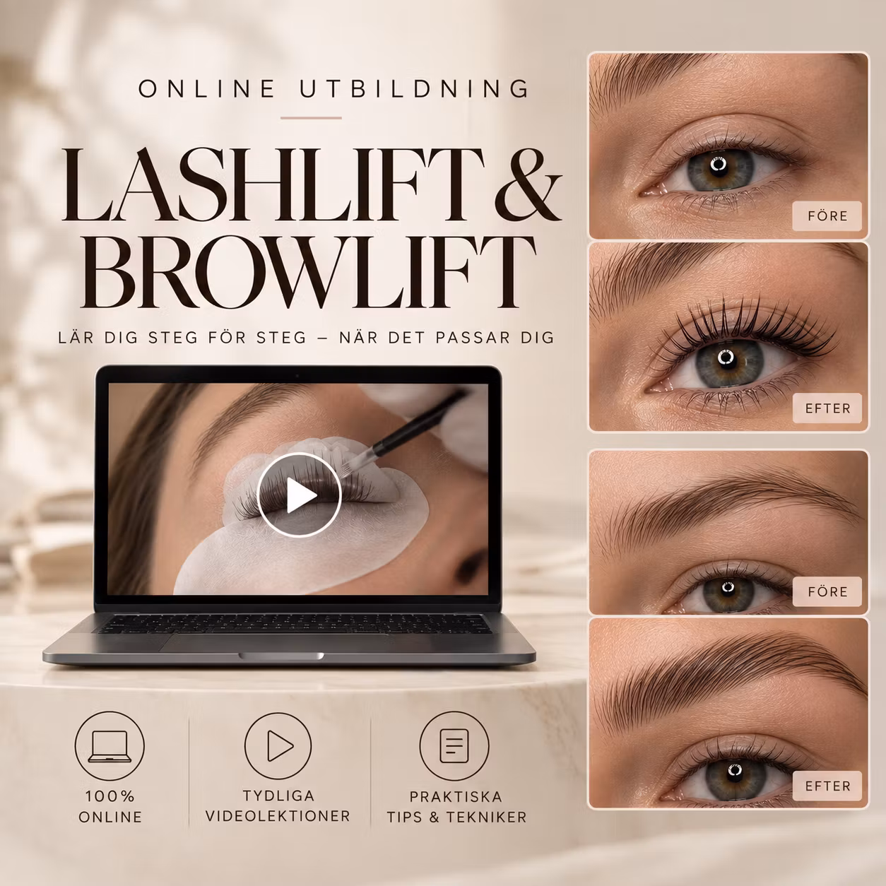 Online Utbildning KOMBO (lashlift & browlift)