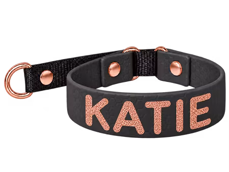 Hexa namnhalsband med glitter. Roseguld  D-ringar & nitar