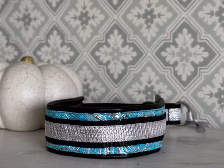 Exclusive Dogcollars Ljusblå  - guld, silver