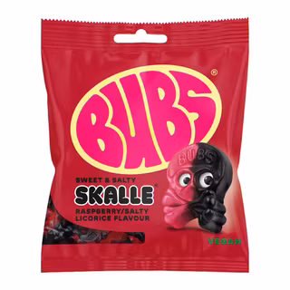 BUBS Raspberry Salty Licorice Skalle 155g