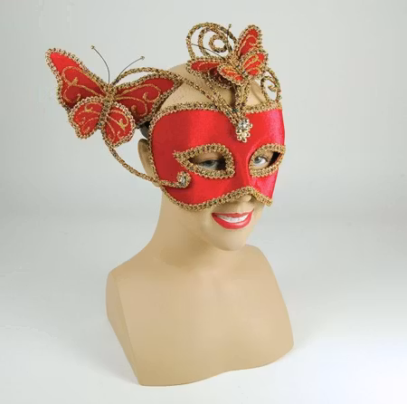 Röd ögonmask med fjärilar