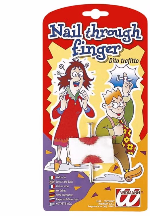 Spik igenom fingret Fake Skämt