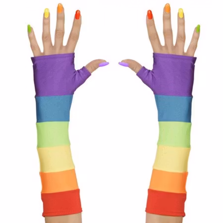 Pride Multifärgade fingerlösa handskar Maskerad