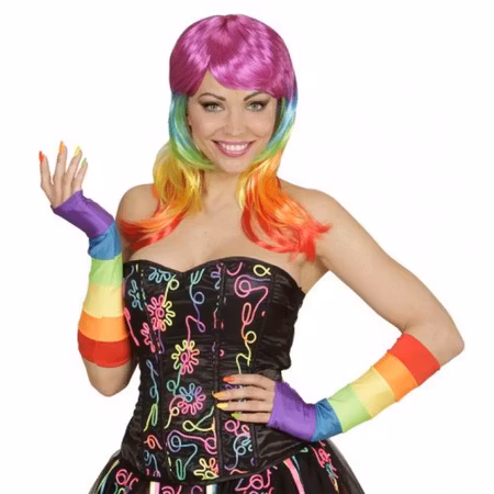 Pride Multifärgade fingerlösa handskar Maskerad