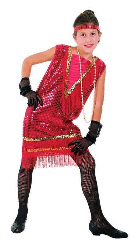Flapper Röd Glittrig Paljettklänning barn Maskeraddräkt
