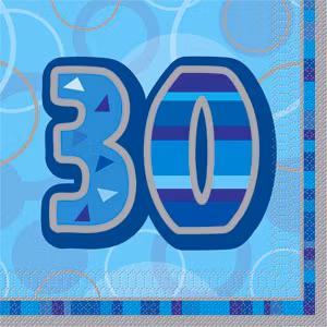 Blå 30 års servetter 16-pack