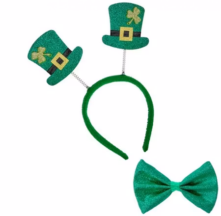 St Patrick`s day set Diadem med hattar och fluga