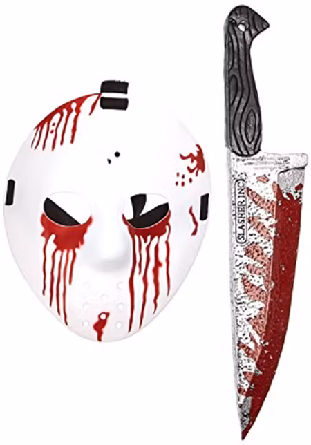 Jason ansiktsmask och kniv Fredag den 13:e Halloween Maskerad