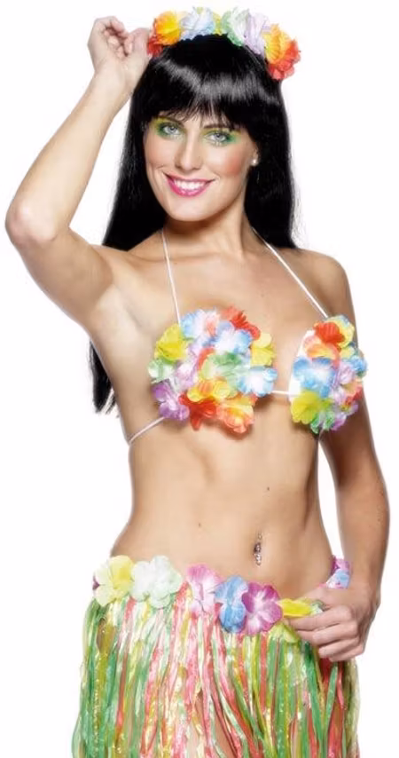 Blommig BH med snäckform Hawaii Maskerad