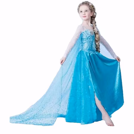 Elsa prinsess klänning med släp