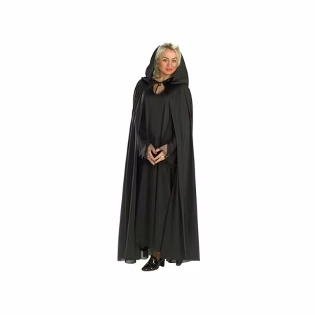 Svart Cape Mantel med Huva Maskeradkläder Halloween