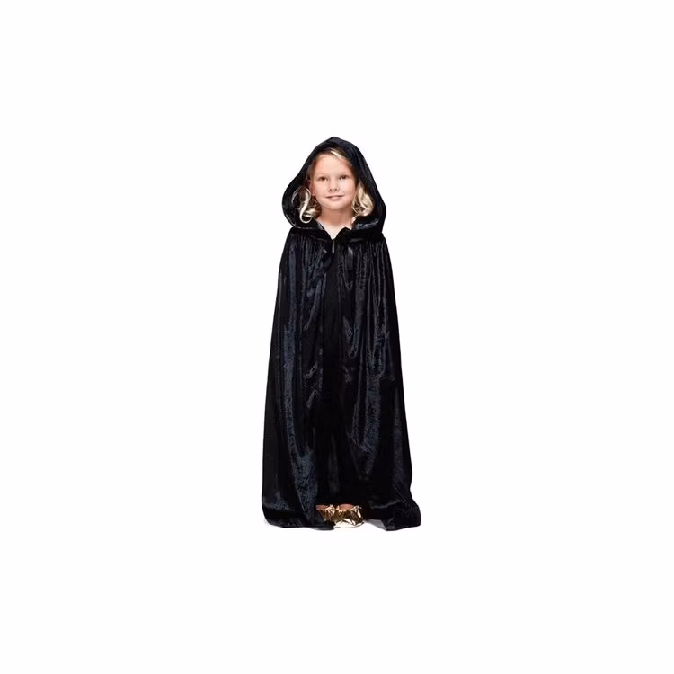 Svart Mantel Cape i Sammet Barn Maskeradkläder Halloween