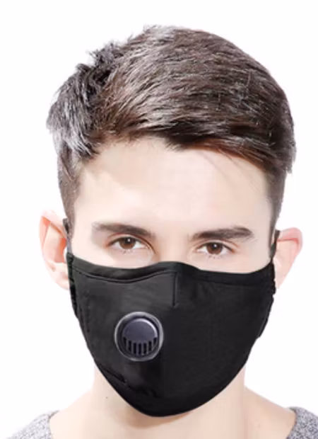 Tvättbart Ansiktsmask Munskydd med ventil Justerbara öronslingor och näsklämma 1-pack