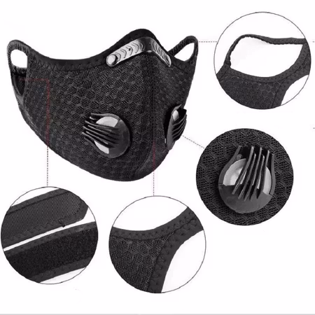 Ansiktsmask Med Kolfilter Dubbla Ventiler Och Näsklämma