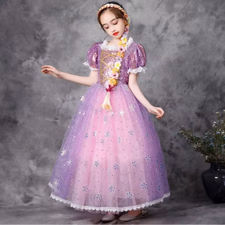 Prinsessklänning Rapunzel Frost Elsa Anna Maskeraddräkt