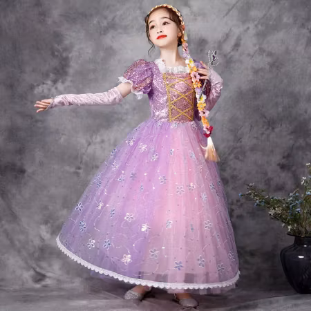 Prinsessklänning Rapunzel Frost Elsa Anna Maskeraddräkt