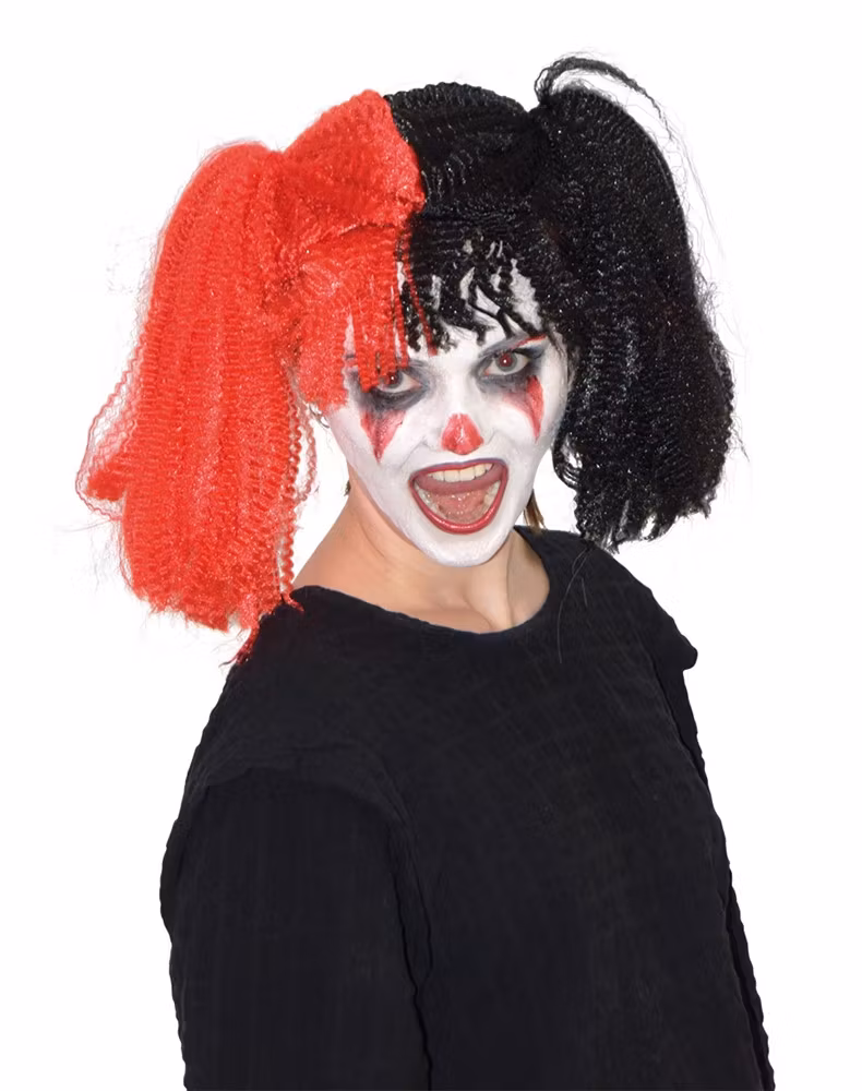 Jester HarleyQuin Peruk Svart Röd