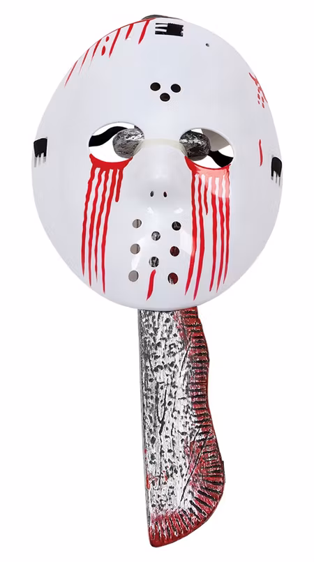Blodig Jason Mask & Machete Halloween Maskerad